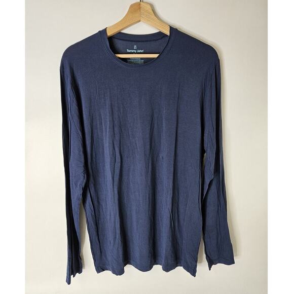 Tommy John Second Skin Moral Spandex Size M Blue Longsleeve Crew Neck Tee Shirt - Picture 1 of 4